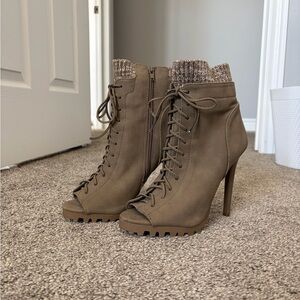 Brown Lace-Up Ankle Boots